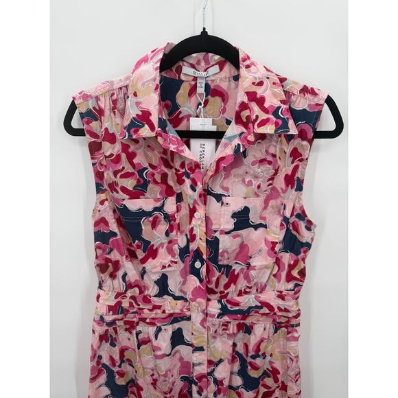 NWT Derek Lam 10 Crosby Cora Pink Multi Floral Shirt Dress Size 4 - Picture 2 of 10